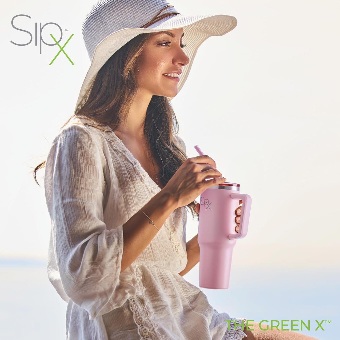 SIPX™ Insulated Tumbler 40 oz - Vacuum-Sealed Stainless Steel, Leakproof & Cupholder Friendly - Pink