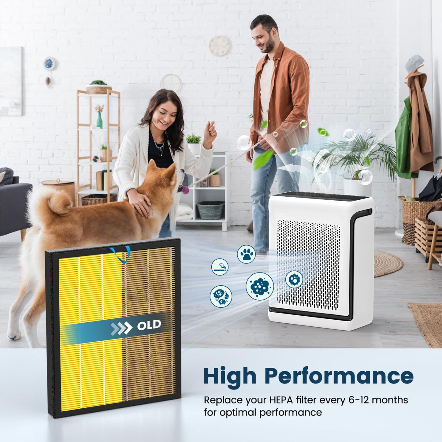 Vital 100S Replacement Filter for LEVOIT Vital 100S Vital 100S-P Air Purifier, H13 True HEPA and Activated Carbon Vital 100S-P Filter, Vital 100S-RF-PA(LRF-V102-YUS), 2 Pack Yellow