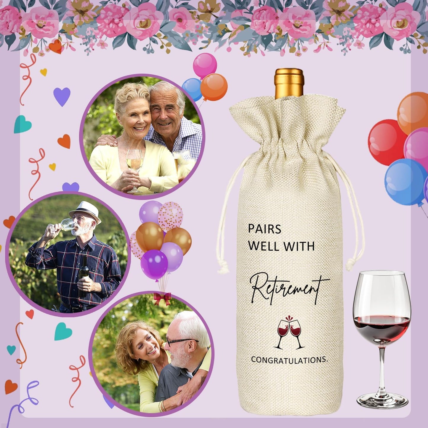 TBITON Retirement Gifts for Woman Men,Best Retired Wine Bag Gift Party Decor, Retired Gifts Leaving Gifts for Coworkers Boss,Pairs Well With Retirement
