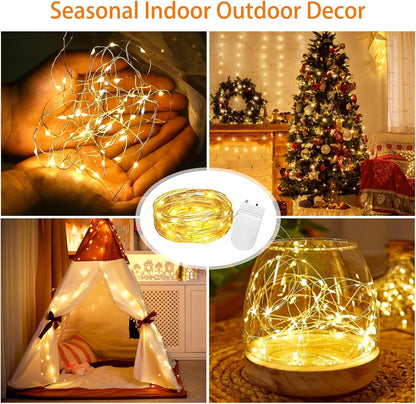 VOOKRY Fairy Lights - 32 Pcs Battery Operated 10 ft Waterproof Copper Wire String Lights for DIY Crafts & Events