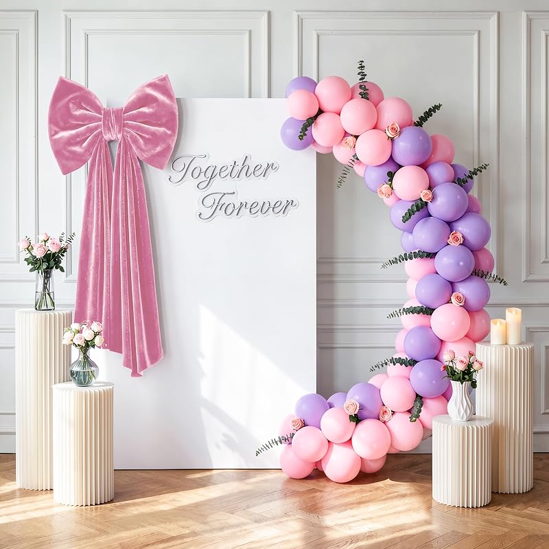 Pink Velvet Christmas Tree Topper Bow - 16x52in, Built-In Shaping, Large Decor Bow