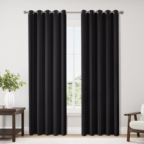 ChrisDowa Blackout Curtains - Extra Wide Thermal Insulated Room Darkening Panels | 70 x 84 Inch, Black
