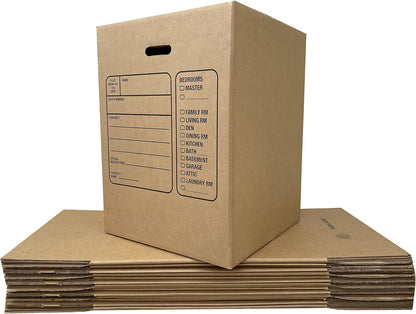 Uboxes Moving Boxes - Premium Large with Handles | 18 x 18 x 24 Inches, Brown