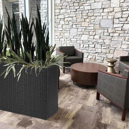 SUNNYPARK Tall Rectangular Planter - All-Weather PE Rattan for Indoor/Outdoor Use | Large Modern Design