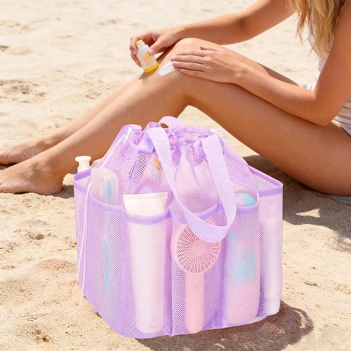 Kinlop Mesh Shower Caddy - Portable 8 Pocket Hanging Tote for College Dorms & Travel | Macarons Color