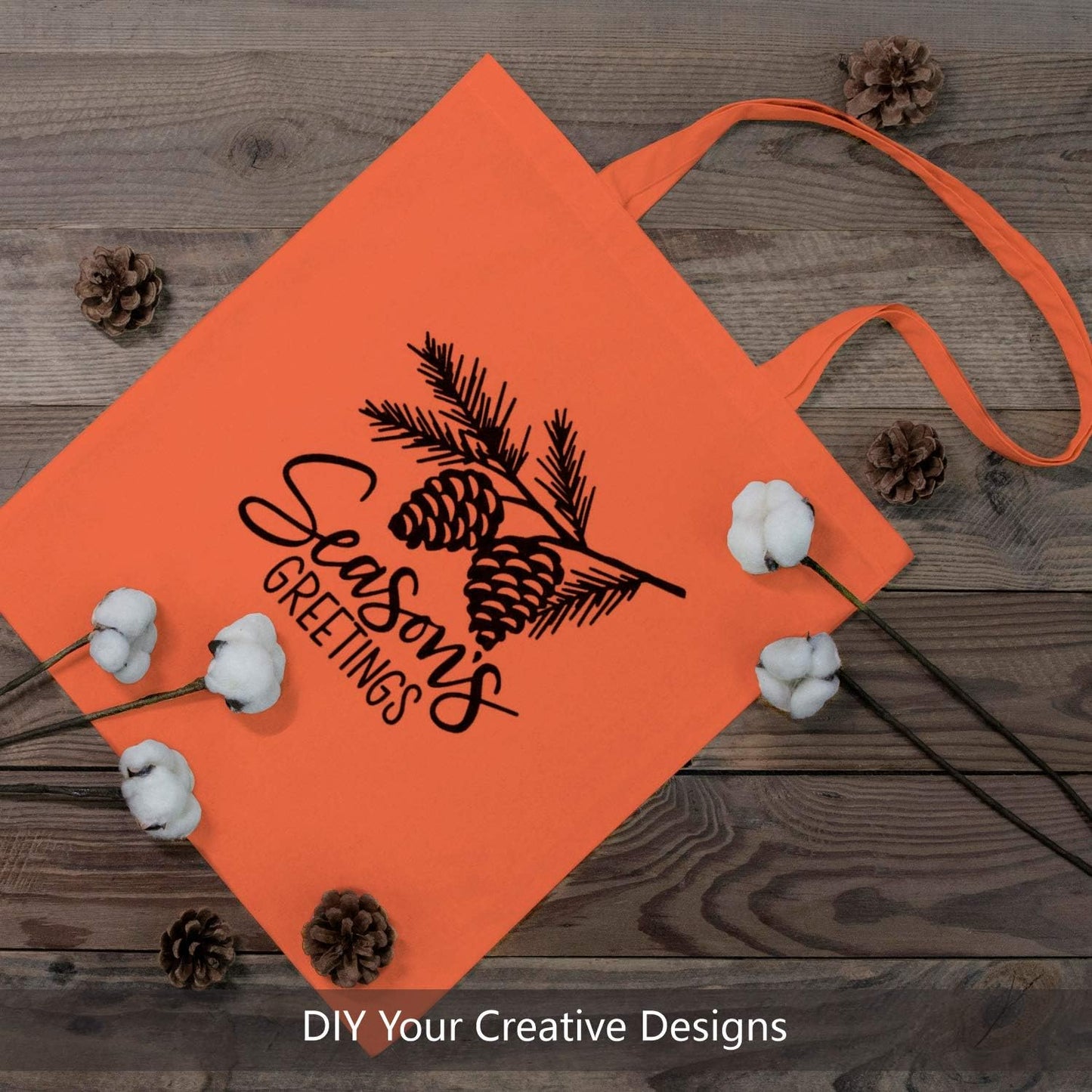 TOPDesign 16"x15" Orange Cotton Tote Bags - 24-Pack Lightweight Reusable Grocery Bags for DIY & Promotions