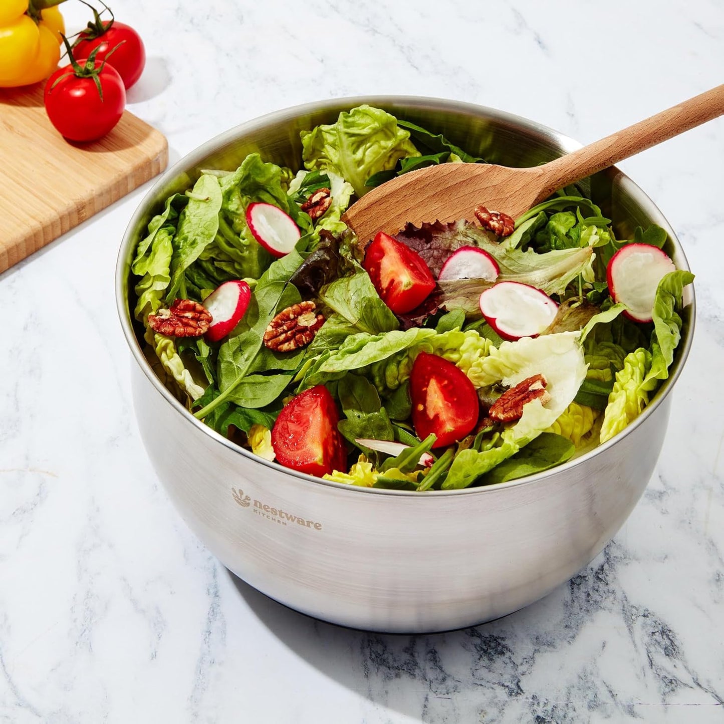 Stainless Steel Salad Spinner - 5L Capacity Lettuce & Vegetable Dryer with Non-Slip Base | Black