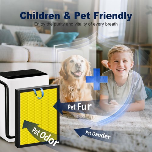 Vital 200S Pet Care Replacement Filter for LEVOIT Vital 200S and Vital 200S-P Air Purifier, High Efficiency Activated Carbon Filter, Vital 200S-RF-PA, 2 Pack, Yellow