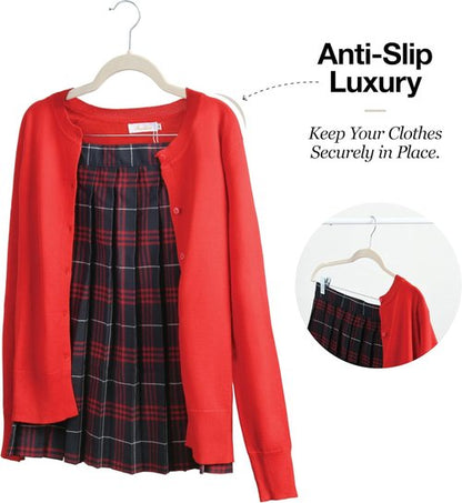 Home-it Velvet Hangers with Clips - 10 Pack Ivory Space-Saving No Slip Hangers for Pants, Skirts & Dresses