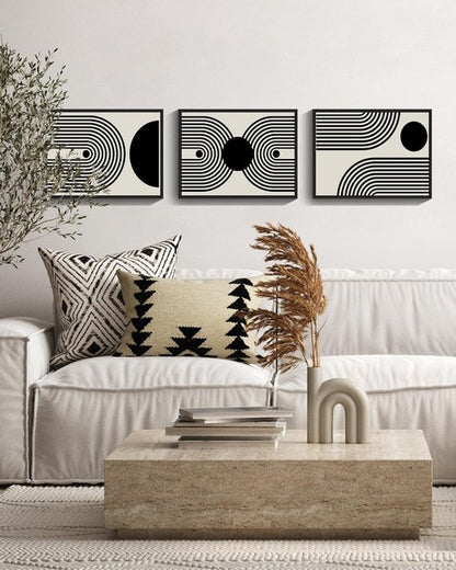 Drsoum 11x14in Black Abstract Boho Framed Wall Art Decor Bohemian Canvas Prints Ready To Hang - Black Framed