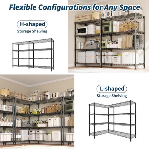 Garvee 70.8" W Metal Shelving Unit - 4-Tier Heavy Duty Wire Storage Rack for Kitchen & Bedroom