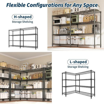 Garvee 70.8" W Metal Shelving Unit - 4-Tier Heavy Duty Wire Storage Rack for Kitchen & Bedroom