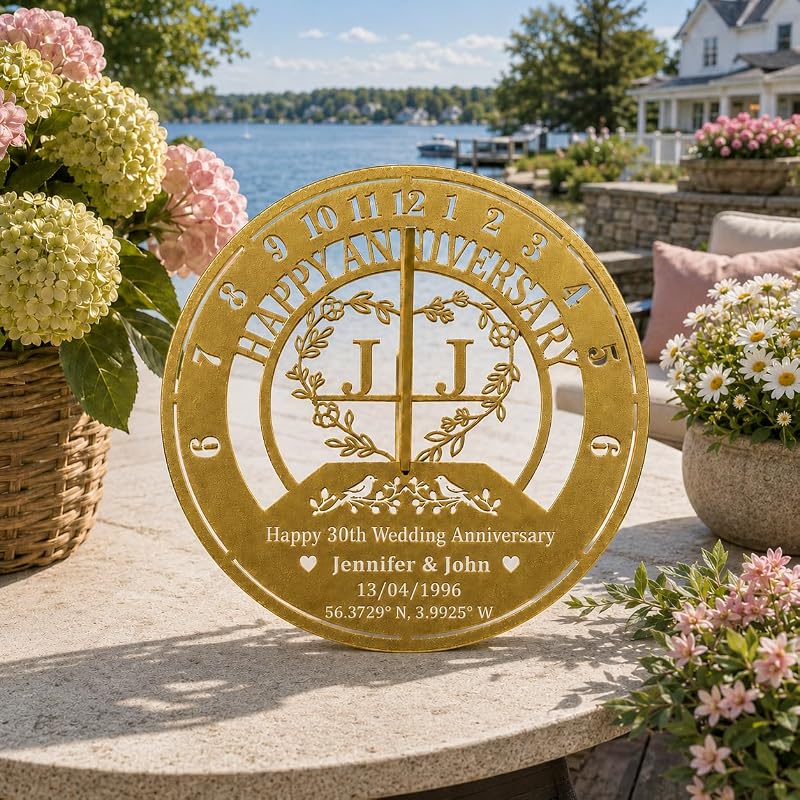 Personalized Metal Sundial - Custom Anniversary Garden Gift for Couples (Color 1)
