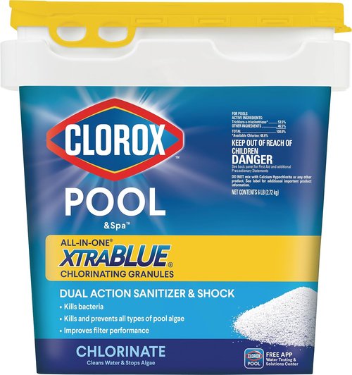 Clorox Pool&Spa Chlorinating Granules - All-in-One XtraBlue Formula, Kills Bacteria & Stops Algae, 6 lbs