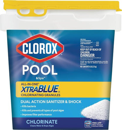 Clorox Pool&Spa Chlorinating Granules - All-in-One XtraBlue Formula, Kills Bacteria & Stops Algae, 6 lbs