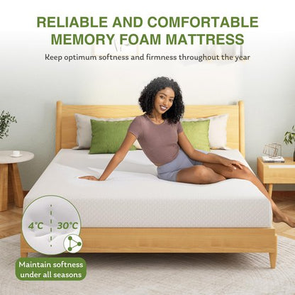 EGOHOME Full Size Memory Foam Mattress, 14 Inch Bed Mattress in A Box with Cooling Green Tea Gel, Pressure Relief with Medium Firm Support, CertiPUR-US Certified, 75''L x 54''W, White