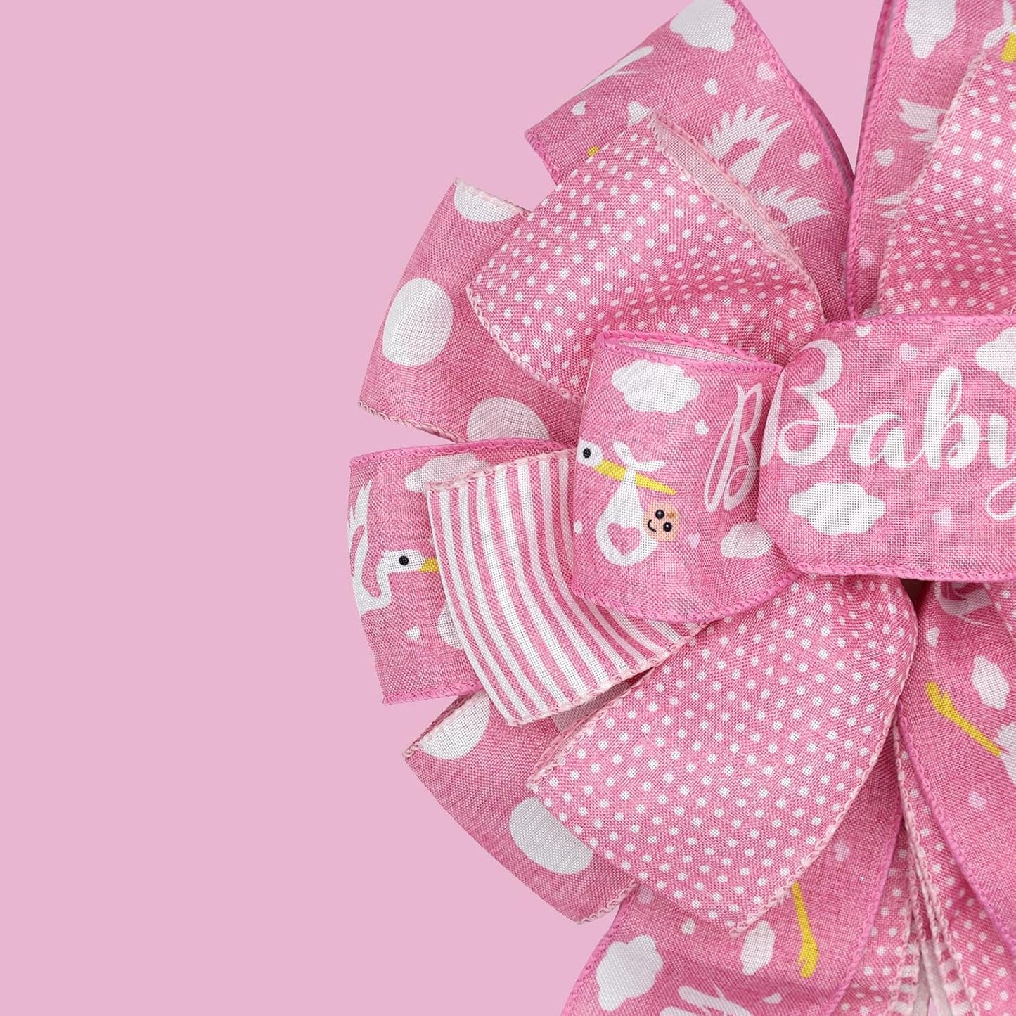 Montekin Large Baby Shower Bows - 20x11 Inch Wired Burlap Wreath Bow for Boys & Girls | Perfect Spring Decoration (Pink)