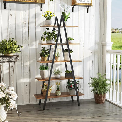 YOUDENOVA A-Shaped Ladder Bookshelf, Black Christmas Village Display