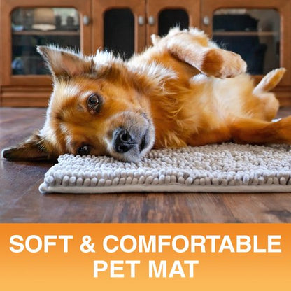Neater Pets Muddy Paws Dog Door Mat 24” x 17” – Super Absorbent & Quick-Dry Chenille Doormat for Trapping Dirt, Water, Mud - Non-Slip & Machine Washable Pet Rugs for Entryway, Indoor Mud Mats, Gray