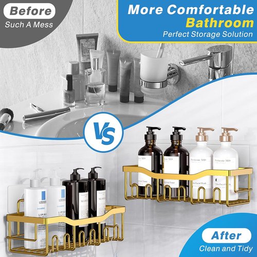 EUDELE Rustproof Stainless Steel Shower Caddy - No Drill Adhesive Organizer with Large Capacity | XL Size for Bathroom & Kitchen