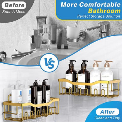 EUDELE Rustproof Stainless Steel Shower Caddy - No Drill Adhesive Organizer with Large Capacity | XL Size for Bathroom & Kitchen