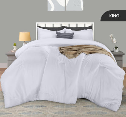 Utopia Bedding King Comforter Set - 3 Piece Soft Down Alternative Bedding | White, 90 x 102 Inches