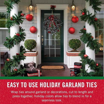 Velcro Brand Garland Ties - Green 30 ft Roll, Cut-to-Size Holiday Decor