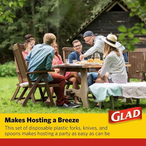 Glad Clear Disposable Cutlery Set - Heavy Duty Plastic Forks, Knives & Spoons | 240 Count for Parties & Everyday Use