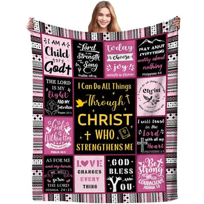 Christian Blanket Inspirational Thoughts Throw Blanket Bible Verse Prayers Get Well Soon Blankets Soft Lightweight Flannel Blanket 60"X50"