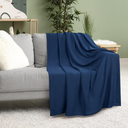 Utopia Bedding Knit Blanket - Soft Lightweight Jersey Queen Size (90x90 Inches) in Navy | Breathable Comfort for Bed & Couch