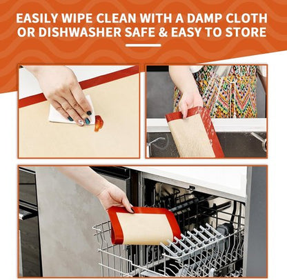 KitchenRaku Silicone Baking Mats - 2-Pack Reusable Nonstick Sheets, 16.5"x11.6", BPA Free for Cookies & Pastry