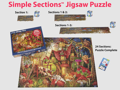 Vermont Christmas Company Sleepy Time Simple Sections® Jigsaw Puzzle - 1000 Pieces | 24 Sections for Custom Difficulty