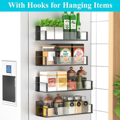 HuggieGems Magnetic Spice Rack Organizer - 4 Pack Clear Storage for Refrigerator & Oven