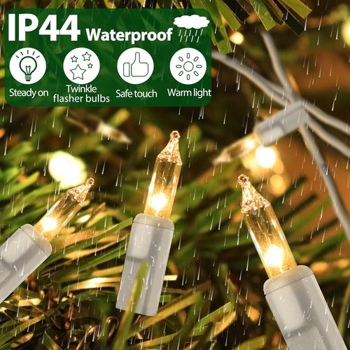 Clear Christmas Lights - 33FT Warm White Mini Bulbs | 100 Incandescent Lights for Indoor & Outdoor Decor