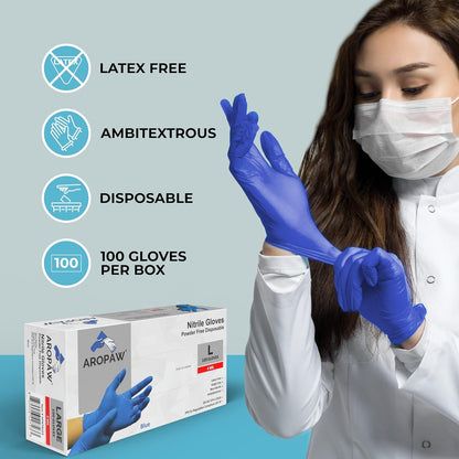 AroCare Nitrile Gloves - Comfortable, Powder-Free, Latex-Free Disposable Gloves | 100-1000 Count