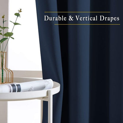 NICETOWN Navy Blue Blackout Curtains & Drapes - Window Treatment Energy Saving Thermal Insulated Room Darkening Solid Grommet Panels for Living Room (1 Pair, W37 x L63)