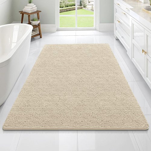 OLANLY Bathroom Rugs 70x46, Extra Soft Absorbent Chenille Bath Rugs, Rubber Backing Quick Dry, Machine Washable Bath Mats for Bathroom Floor, Tub and Shower, Home Decor Accessories, Sand