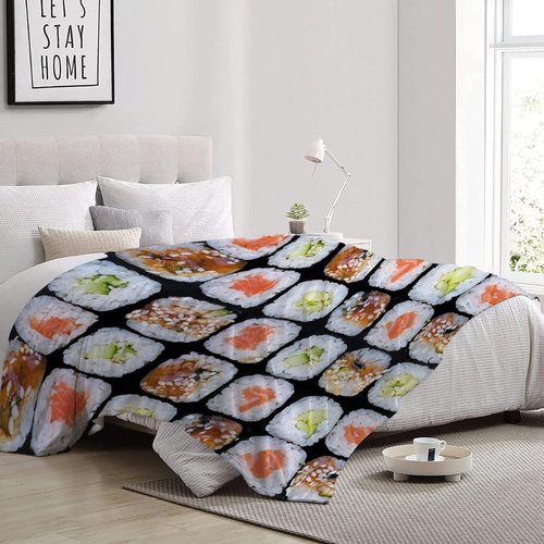 Darani Food Sushi Blanket Super Soft Funny Throw Blanket Warm and Lightweight Soft Flannel Blankets 80x60 Large for Adult Bed Blanket