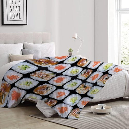 Darani Food Sushi Blanket Super Soft Funny Throw Blanket Warm and Lightweight Soft Flannel Blankets 80x60 Large for Adult Bed Blanket