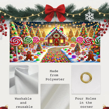Nuxovilar Christmas Garage Door Cover 6x13 Ft - Polyester, Reinforced Grommets, Double-Sided Graphics, Variation hd05159