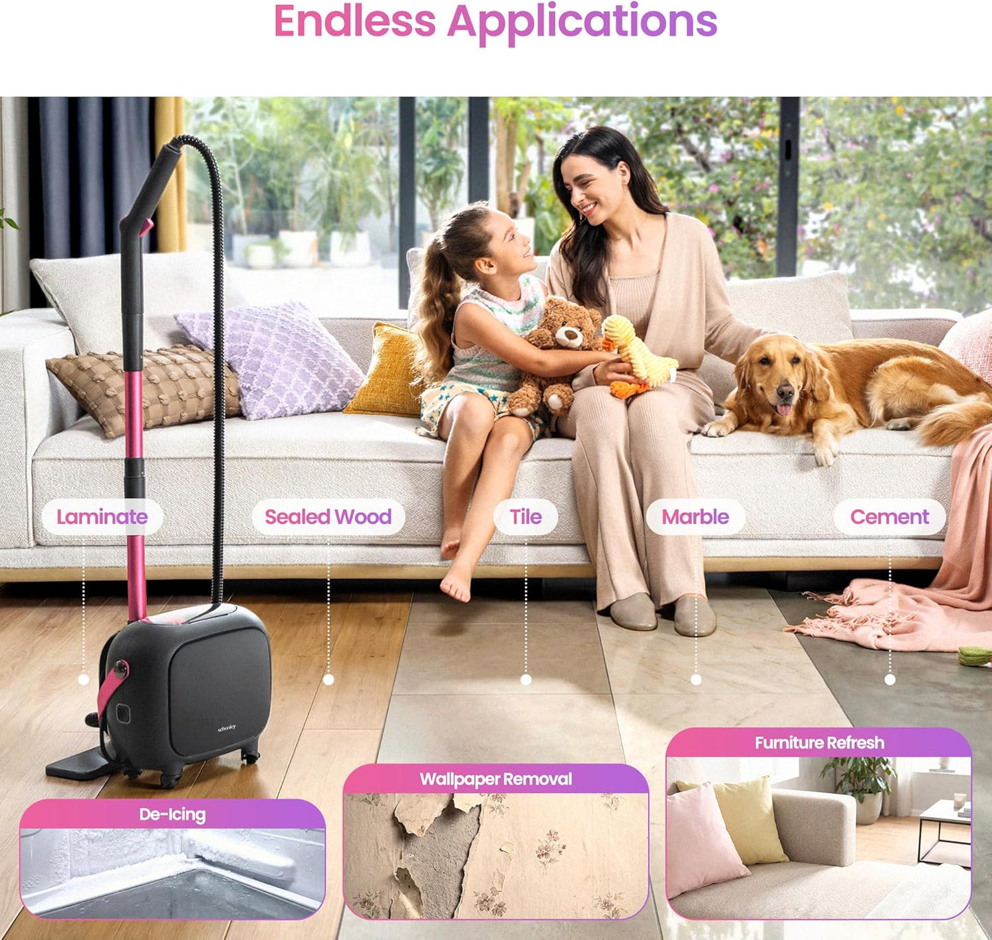 Schenley 21-In-1 Steam Cleaner - High-Pressure Heavy-Duty Steamer for Deep Cleaning Floors & Upholstery | Fast Heat-Up, Portable Design