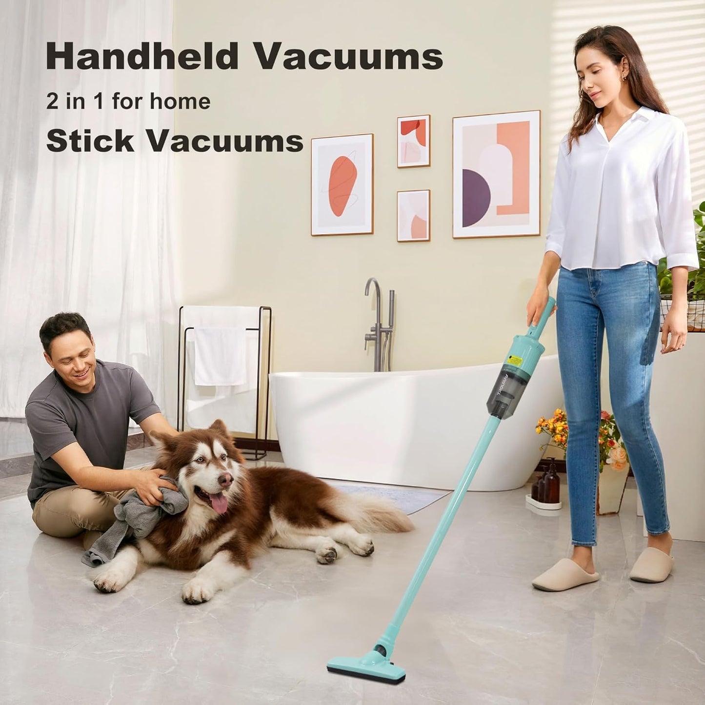 Skiennix 6-in-1 Rechargeable Stick Vacuum Cleaner - Handheld & Versatile for Home & Car Cleaning (Green)