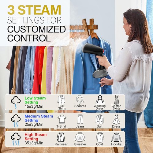 **Steamer for Clothes by [Brand Name] - 1800W Handheld Garment Steamer with 3 Settings & 380ml Tank | Portable Travel Iron**