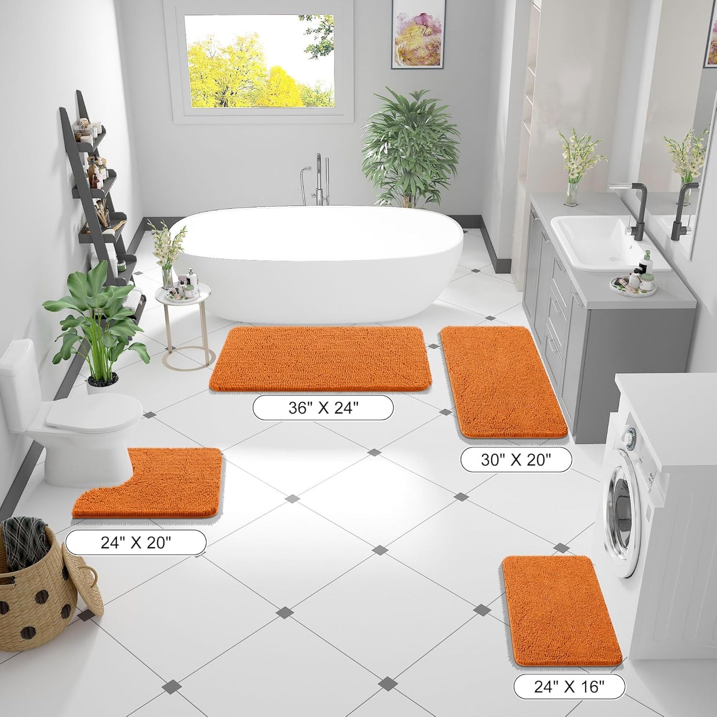 OLANLY Bathroom Rugs - Extra Soft Absorbent Chenille Bath Mats | 36x24, Quick Dry, Machine Washable, Clay