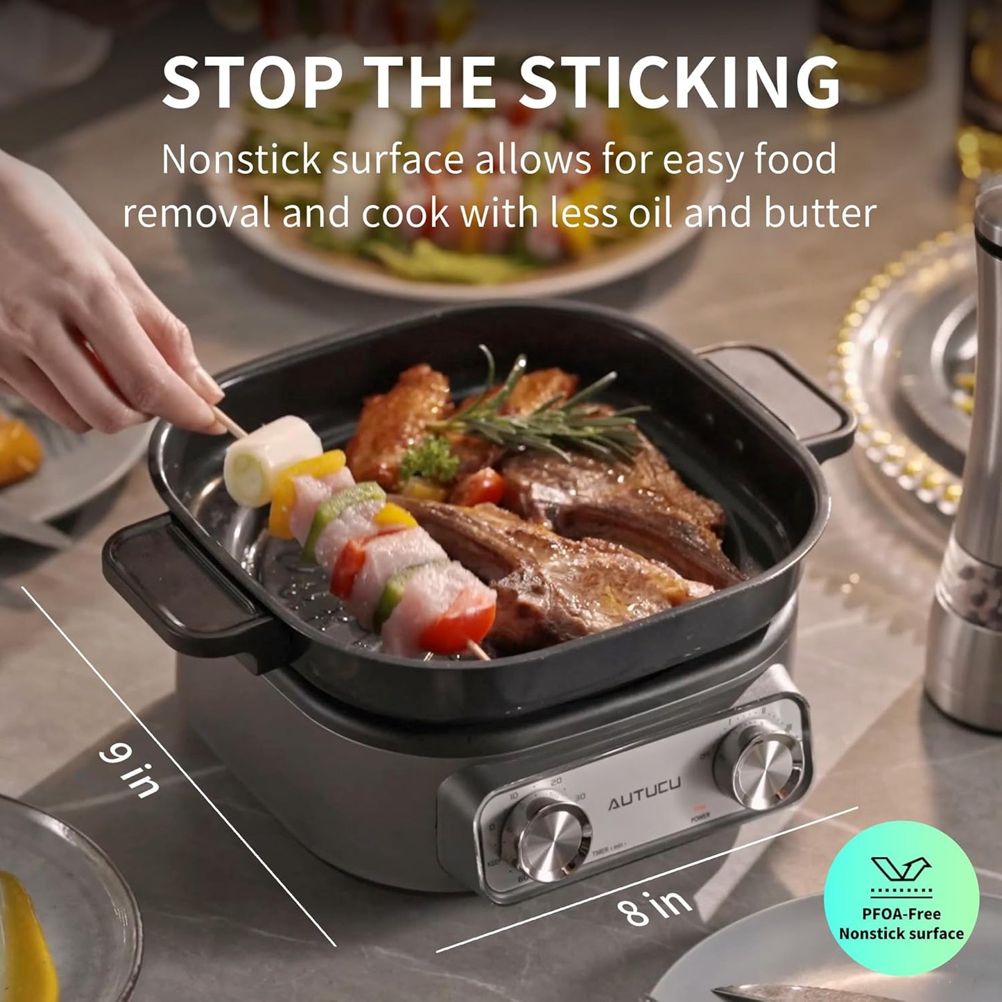 N74SNA Electric Multi-Cooker - 2.5 Quart Hot Pot & Grill Set | PFOA-Free Nonstick for Versatile Cooking