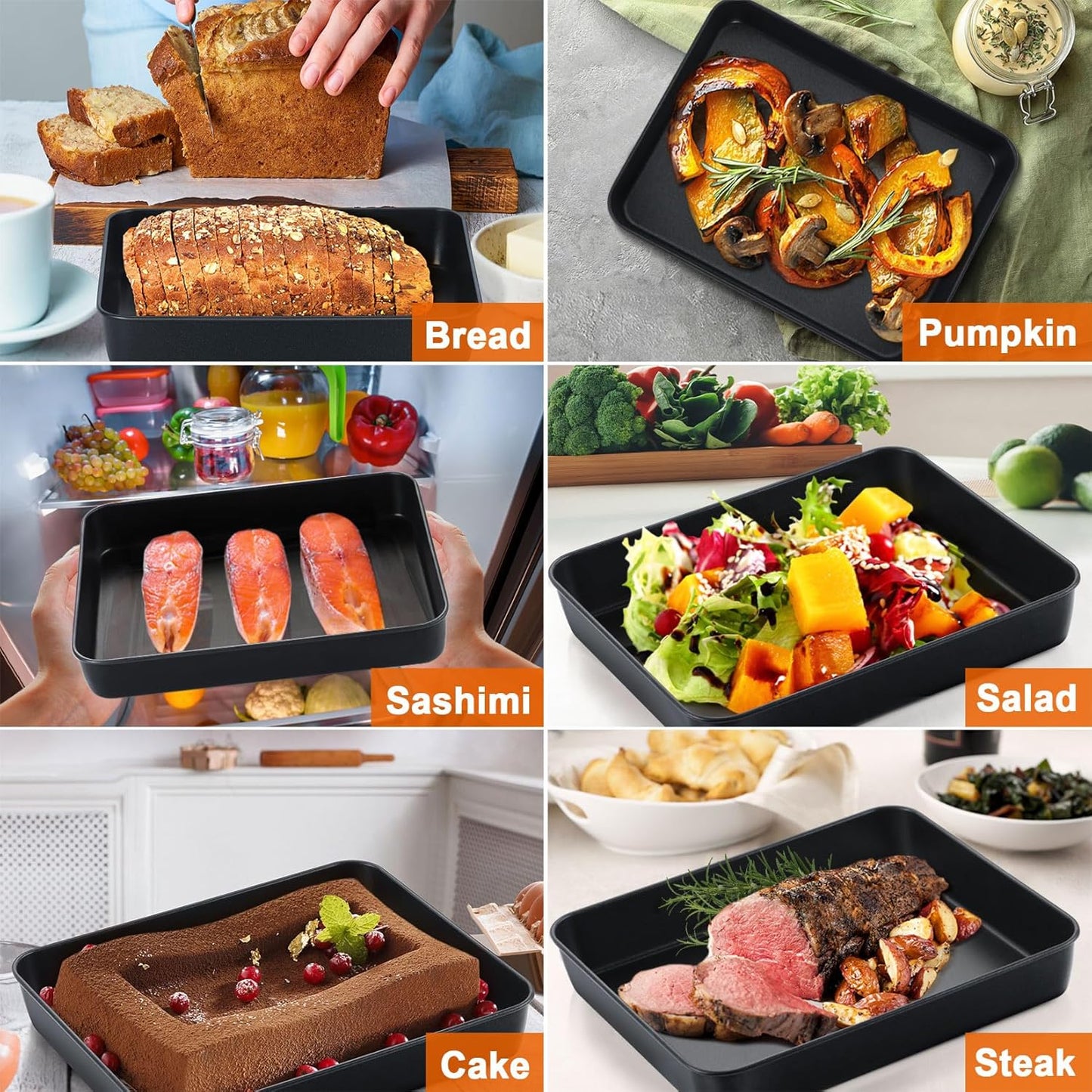 P&P CHEF Toaster Oven Pan - Nonstick Baking & Roasting Tray with Lid | 10.5 Inch, 2-Piece Set
