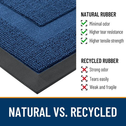 OLANLY Front Door Mat Indoor Outdoor Entrance, Waterproof All-Season, All-Weather Doormat, Sturdy Natural Rubber, Low Profile, Easy Clean Patio Porch Entryway Mat, 47x17, Navy Blue