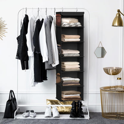Simple Houseware 6-Shelf Closet Organizer - Versatile Hanging Storage Solution in Black