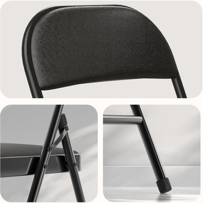 Nazhura Folding Chairs - 4 Pack Fabric Dining Chairs with Padded Cushion | Indoor/Outdoor Use (Charcoal)