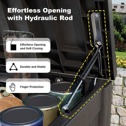 DRATO Outdoor Storage Box - 180 Gallon Waterproof Resin Container | Lockable & UV-Resistant for Patio Cushions & Garden Tools (Black)
